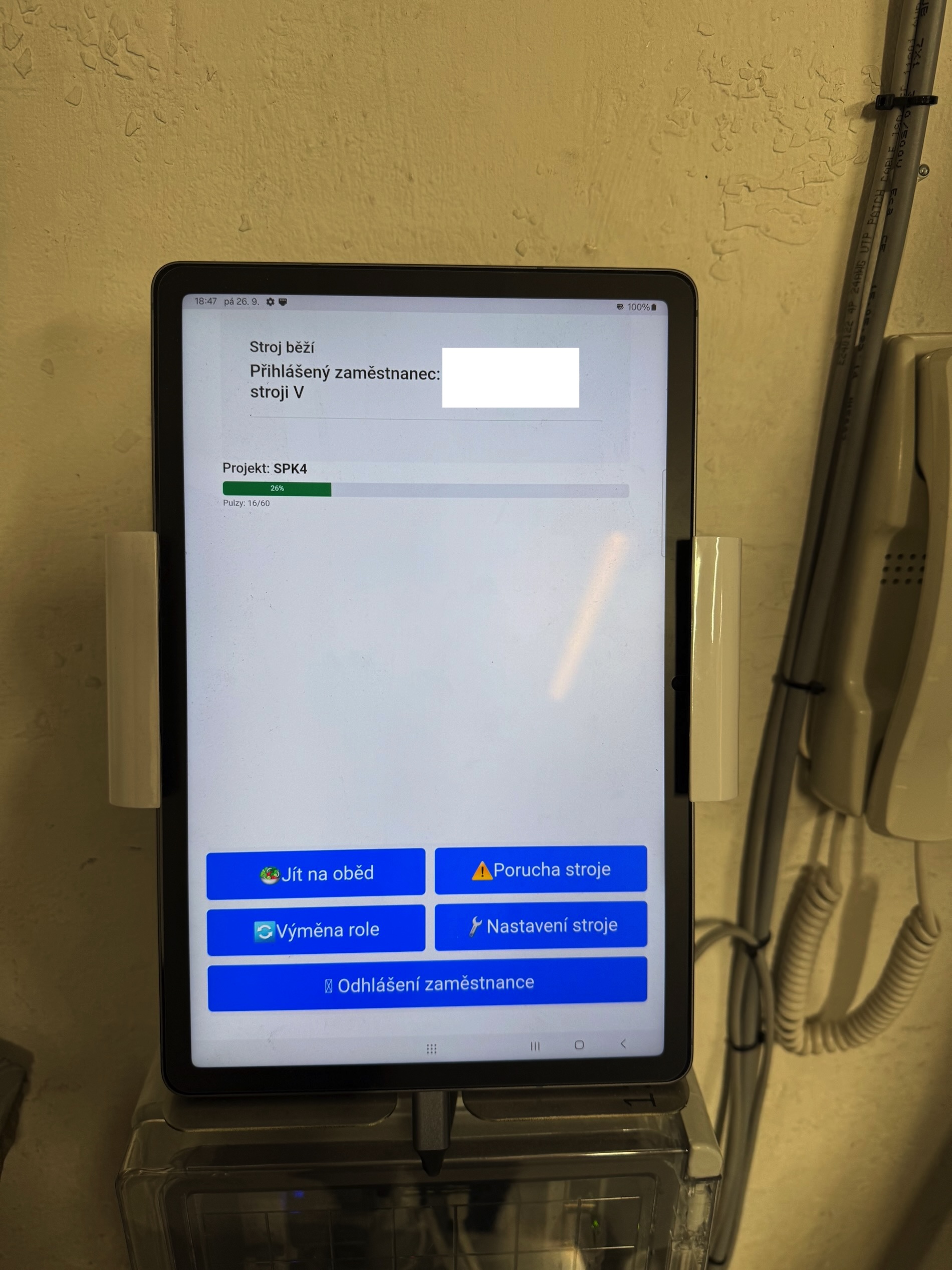 Monitoring výrobního stroje v reálném čase