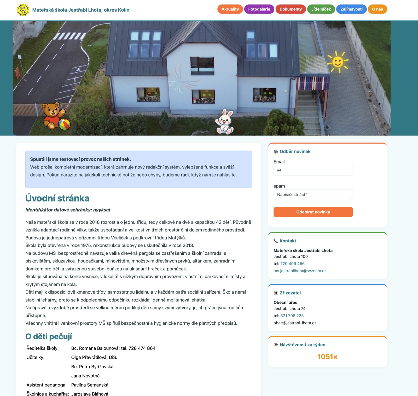 Web MŠ Jestřábí Lhota - nová verze
