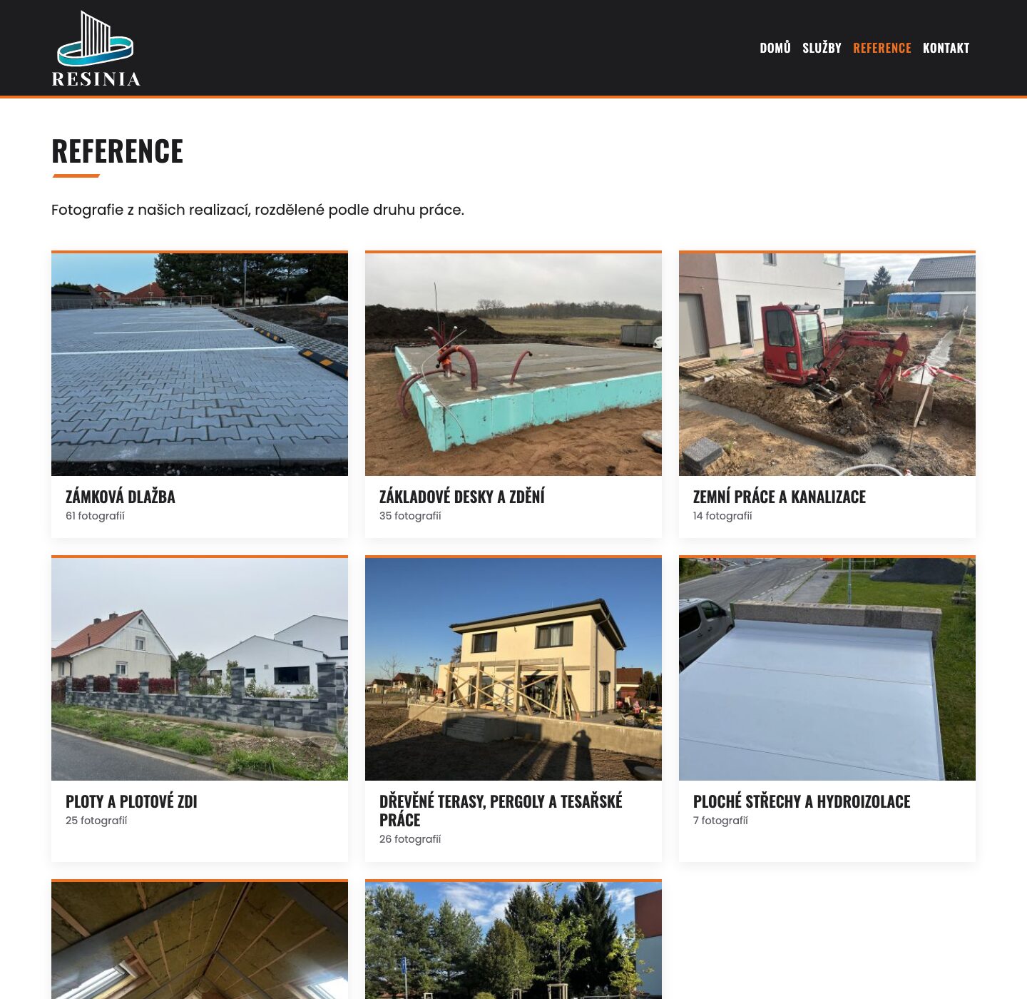 Web Resinia Develop - přehled alb s referencemi