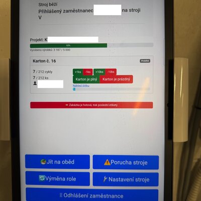 Tabletová aplikace pro řízení výroby