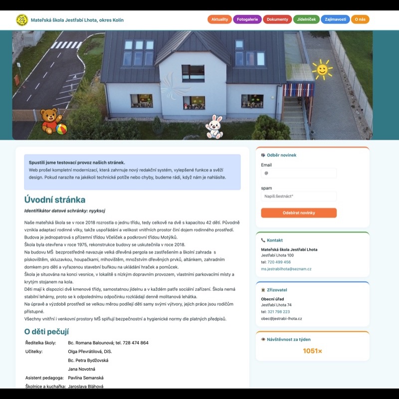 Web MŠ Jestřábí Lhota - nová verze