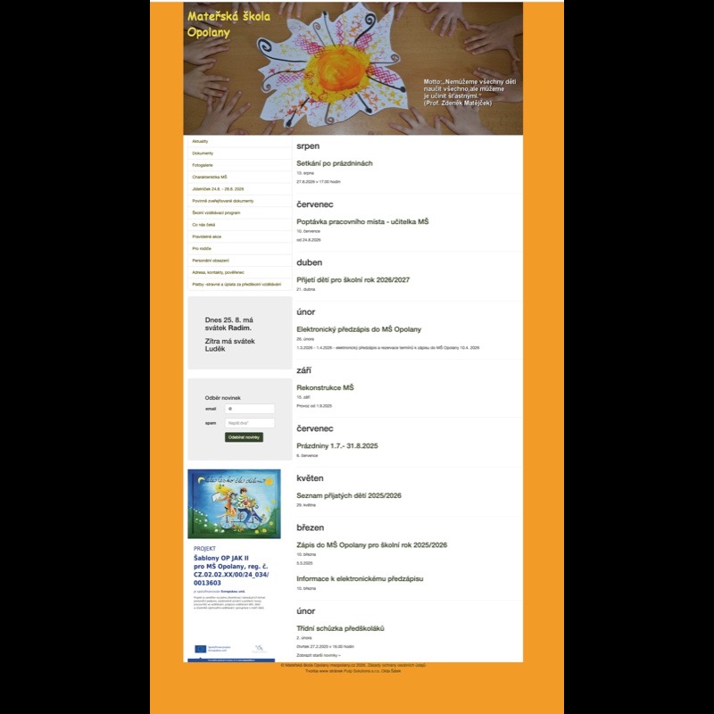 Web MŠ Opolany - stará verze