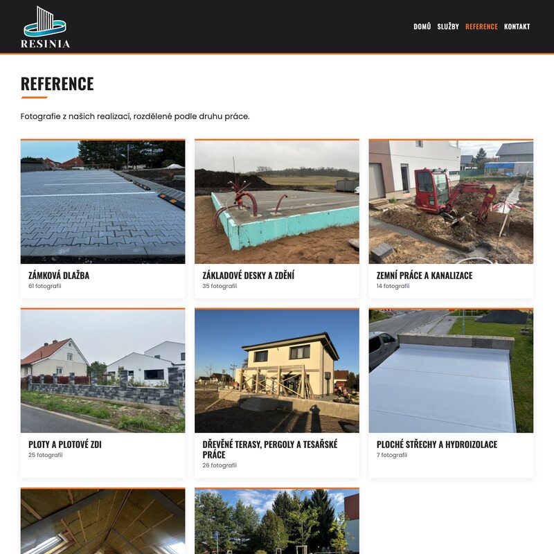 Web Resinia Develop - přehled alb s referencemi